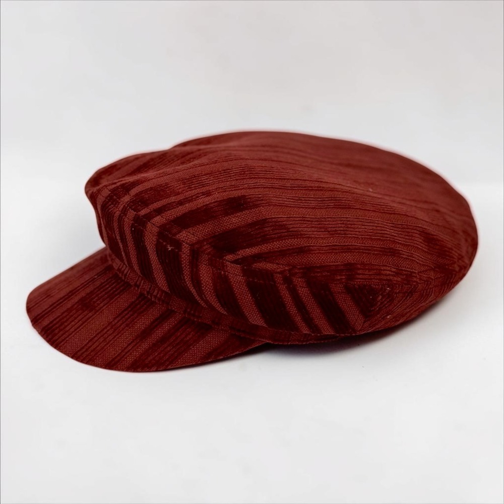 Gigi Pip Rust Red Corduroy Baker Boy Newsboy Cap Hat Women S/M NWT - Picture 4 of 6